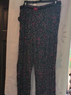 Simply Vera Vera Wang Black Floral Pajama Pants with Pink Accents